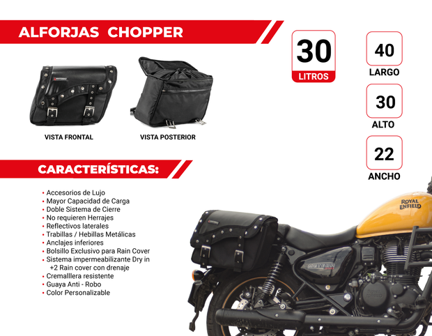 Alforjas Chopper | Estilo Custom, Café Racer y Chopper sin herrajes