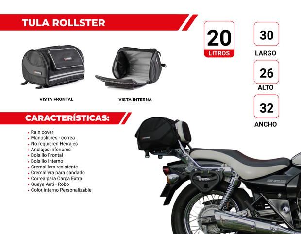 Tula Rollster | Maleta Amplia para Cola de Motocicleta