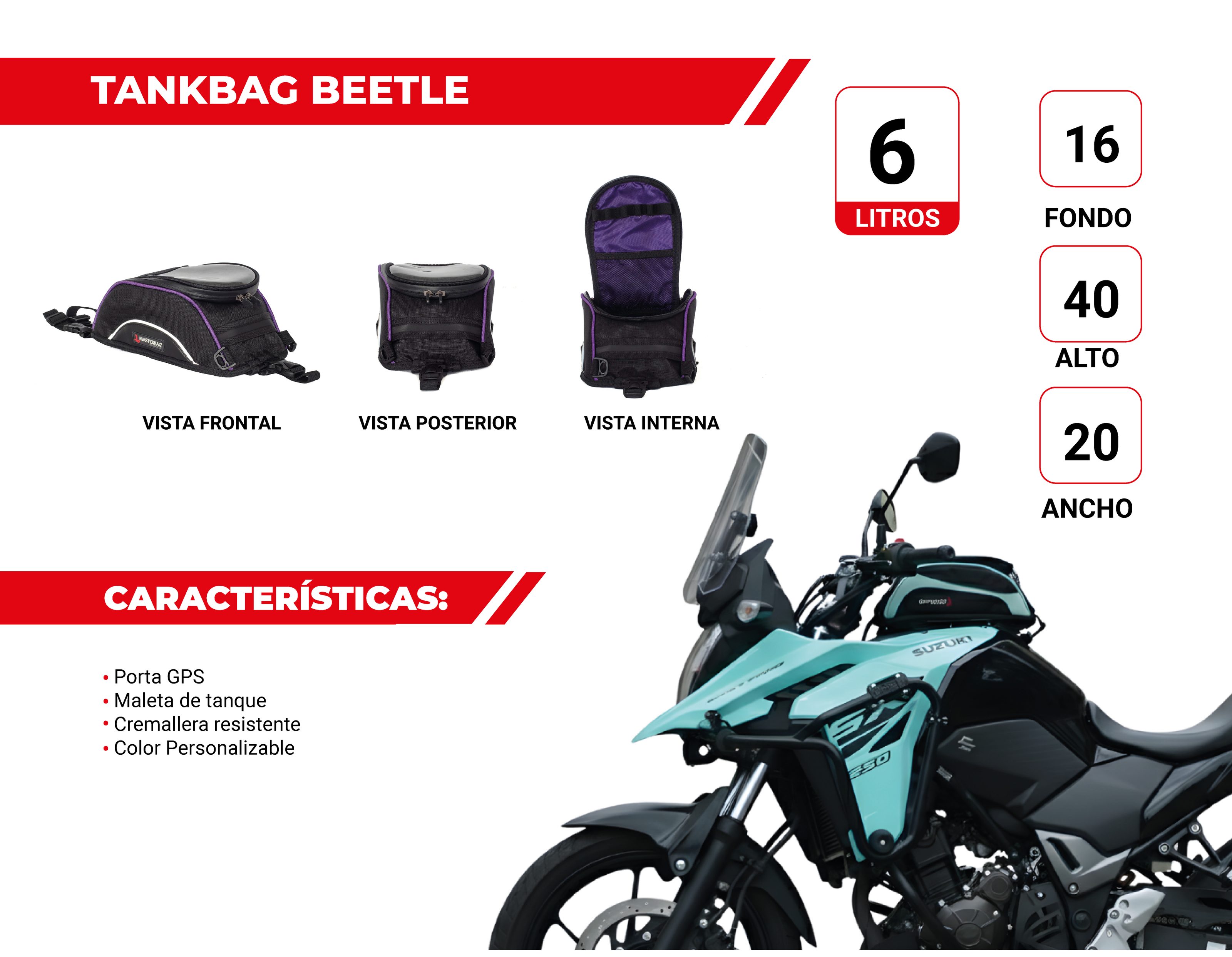 Tankbag Beetle | Maleta Impermeable Para Moto porta GPS
