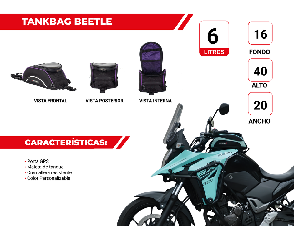 Tankbag Beetle | Maleta Impermeable Para Moto porta GPS