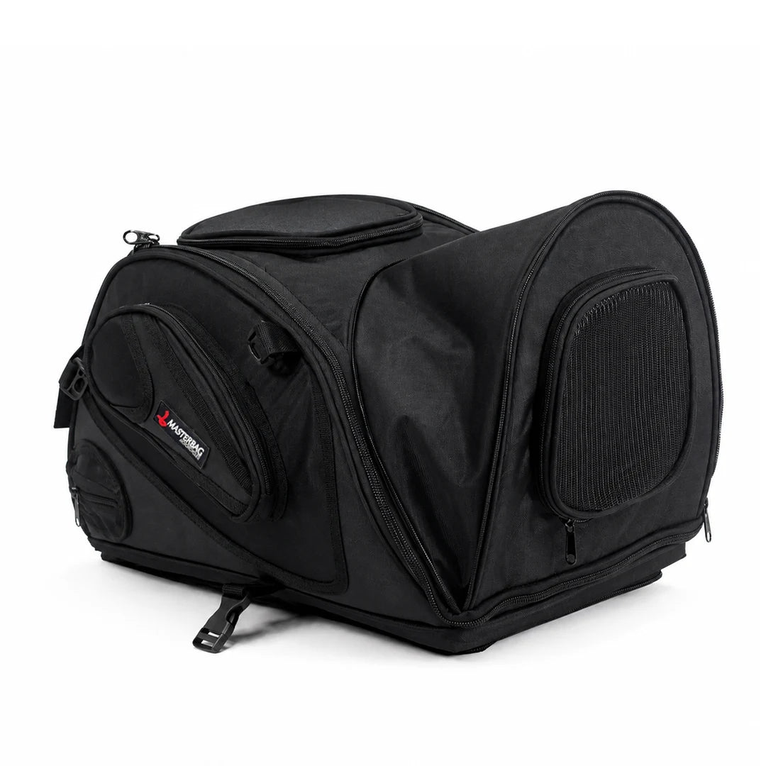 Maleta para mascotas en moto talla grande, vista en ángulo, PetBag Masterbag